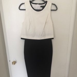 Banana republic black and white crop midi dress